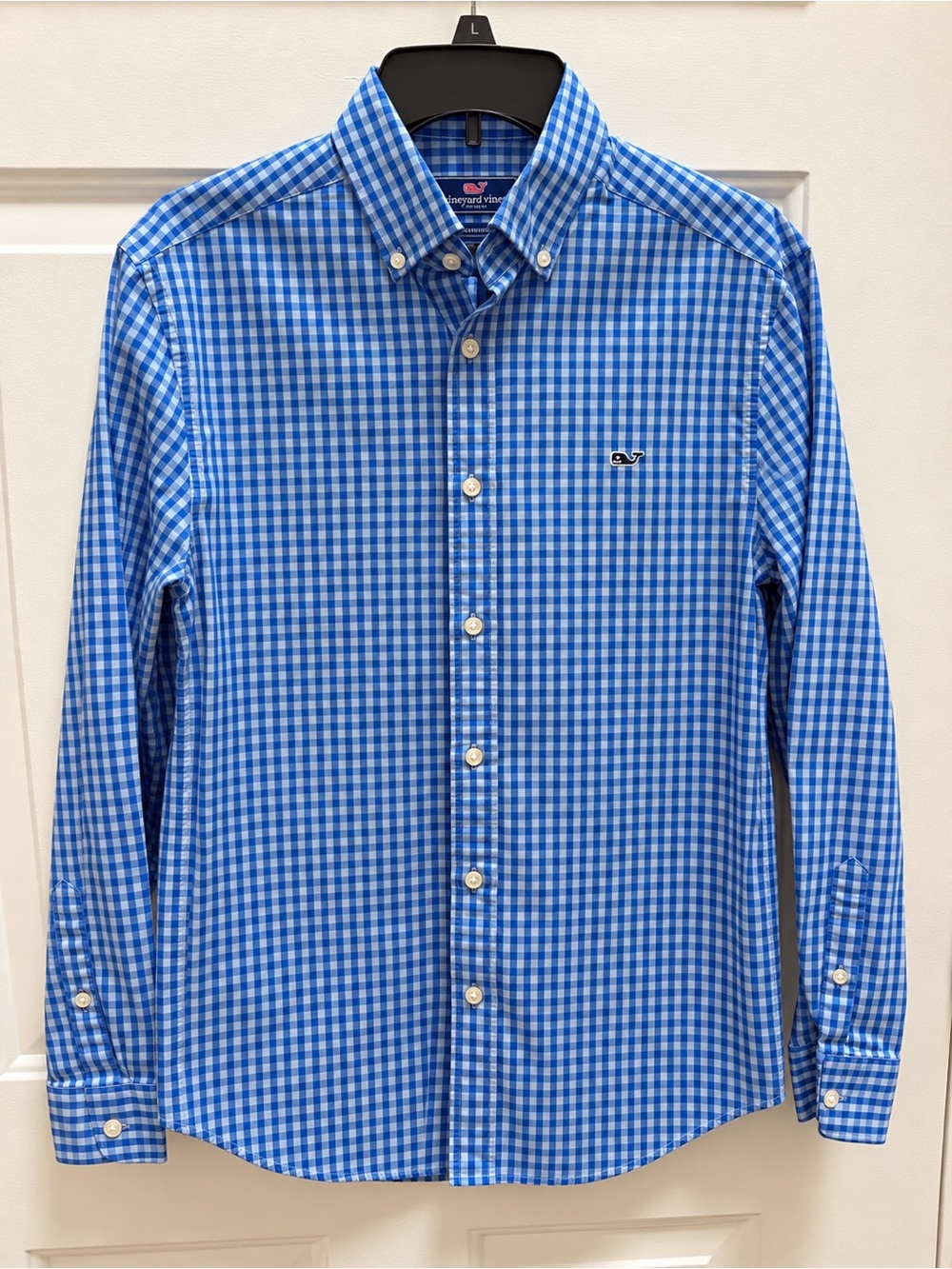 Vineyard Vines Blue and White Gingham Button-Down Shirt, size S